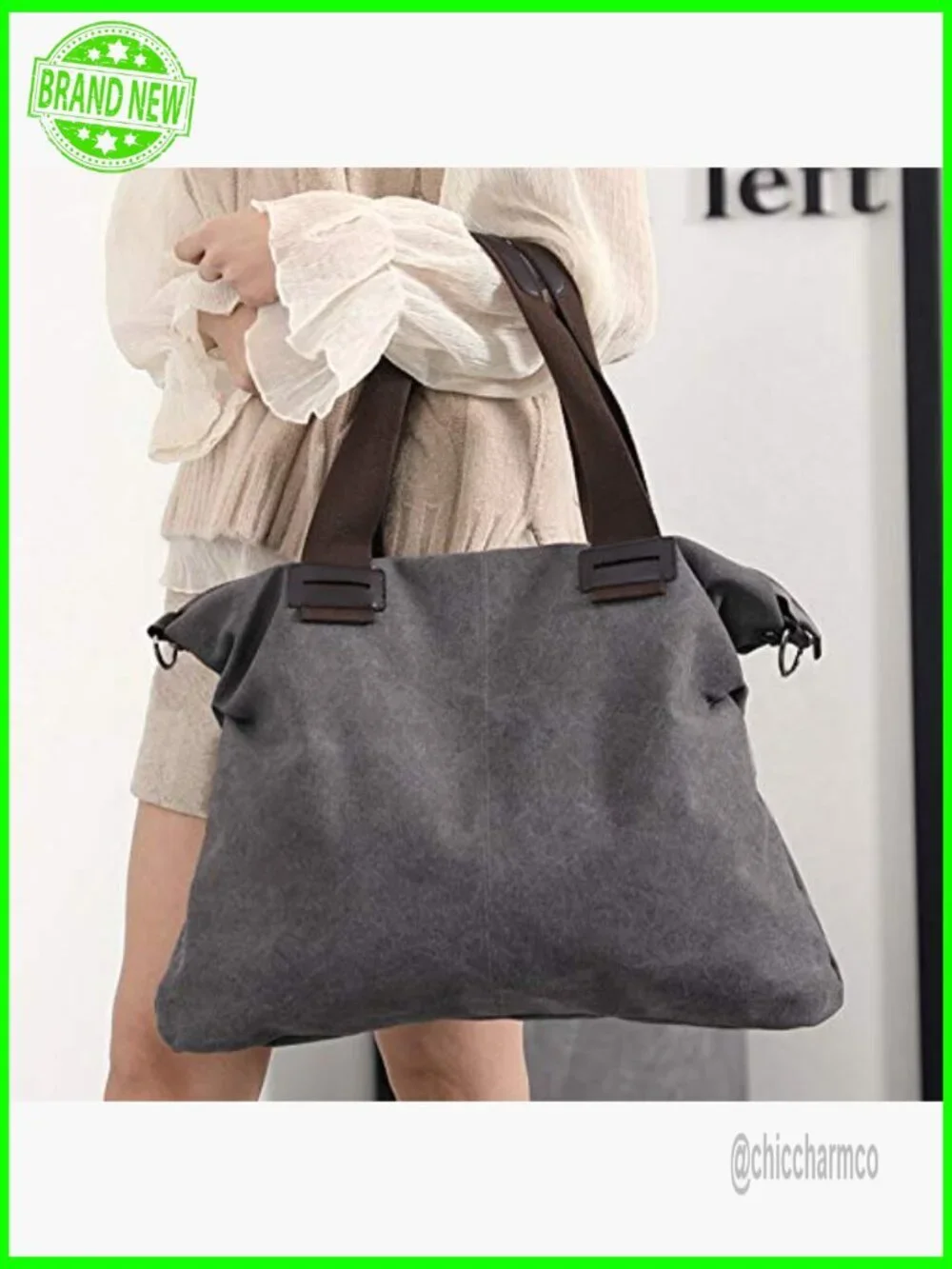 Canvas Tote Bag Crossbody Hobo Satchel Shoulder Bag Work Travel Handbag